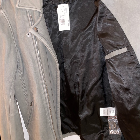 Iro leather jacket size M grey with green hue real leather NWT - Picture 5 of 11
